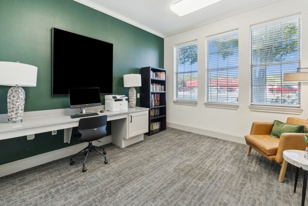 Business lounge at The Sorento Apartments in San Antonio TX